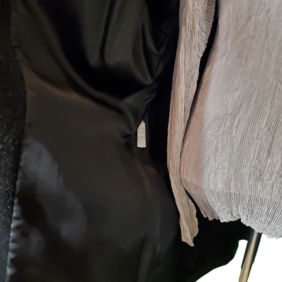 Jane Adams Riviera Styles Vintage Black Leather Wool Cashmere Coat Jacket Sz L - Picture 5 of 9